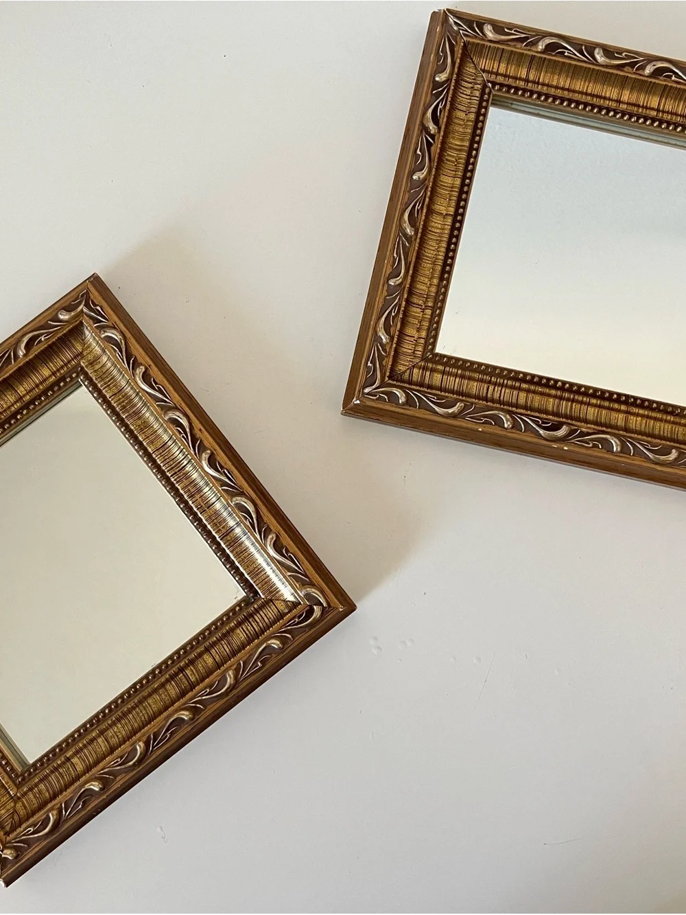 Gold Framed Wall Mirrors Set of 2 – French Country / Hollywood Regency Style